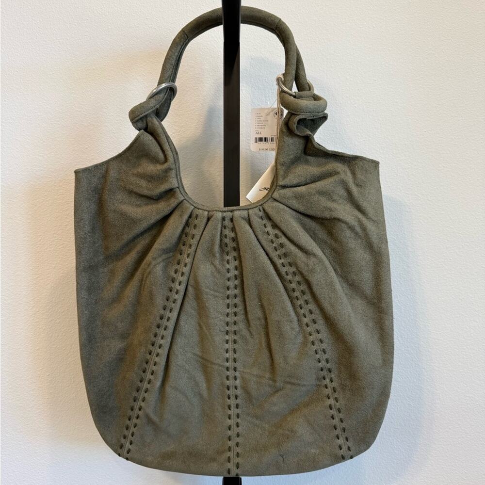 NWT Free People Skadi Suede Scrunch Dark Olive Shoulder Bag Boho Hippie Casual